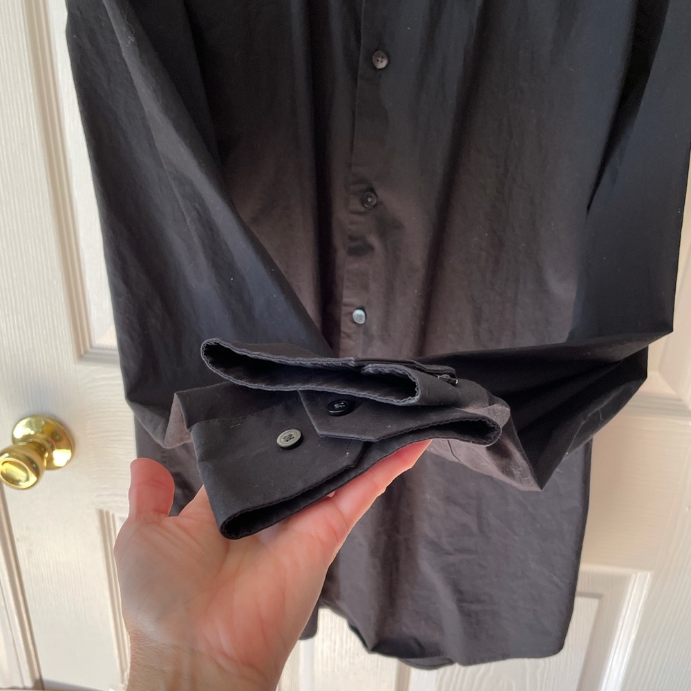 Express Button Up Formal Shirt Solid Black 1mx We… - image 3
